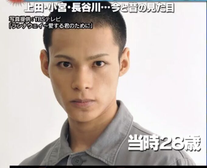 坊主姿の上田竜也